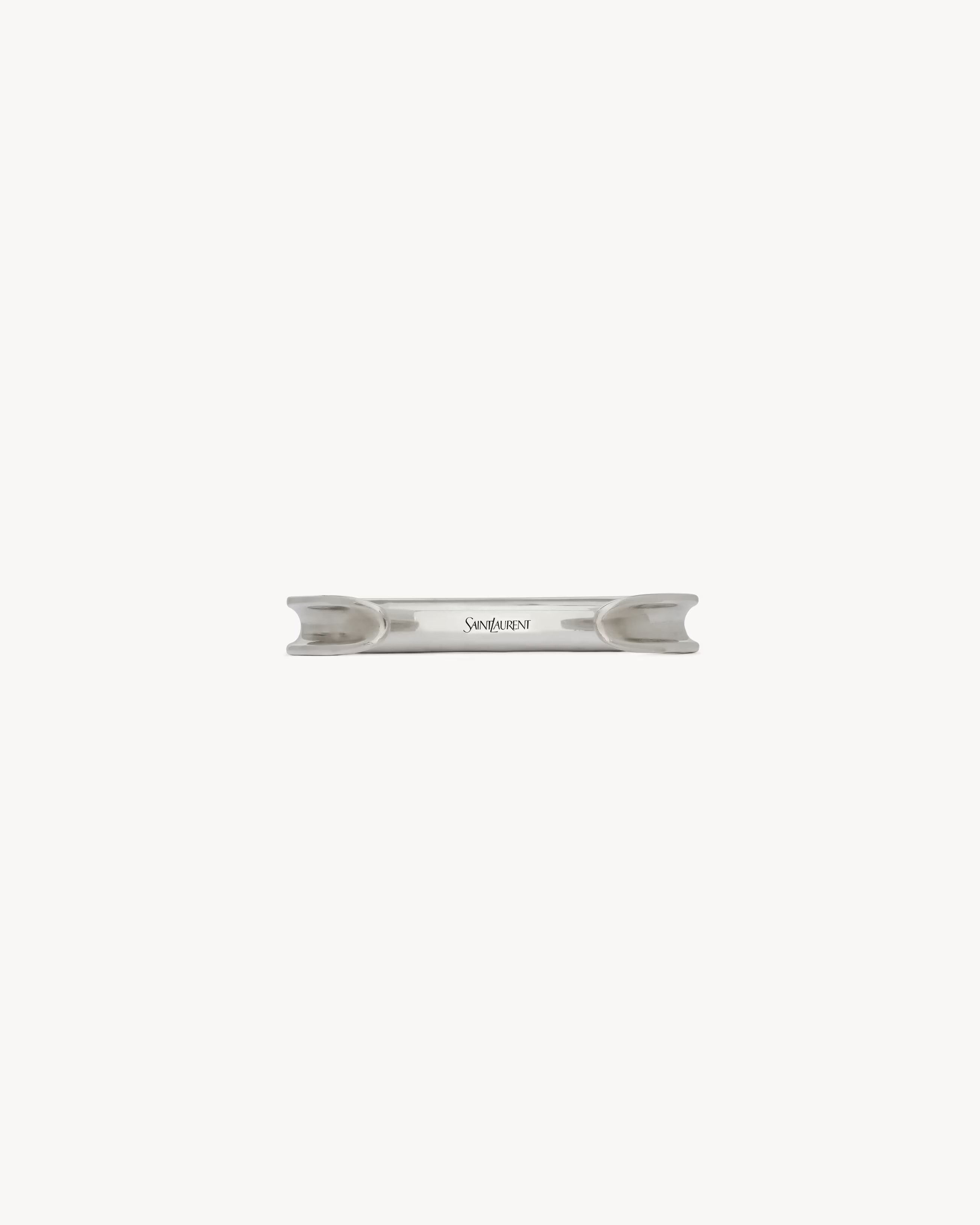 Saint Laurent Groove Cuff In Metal In Metallic
