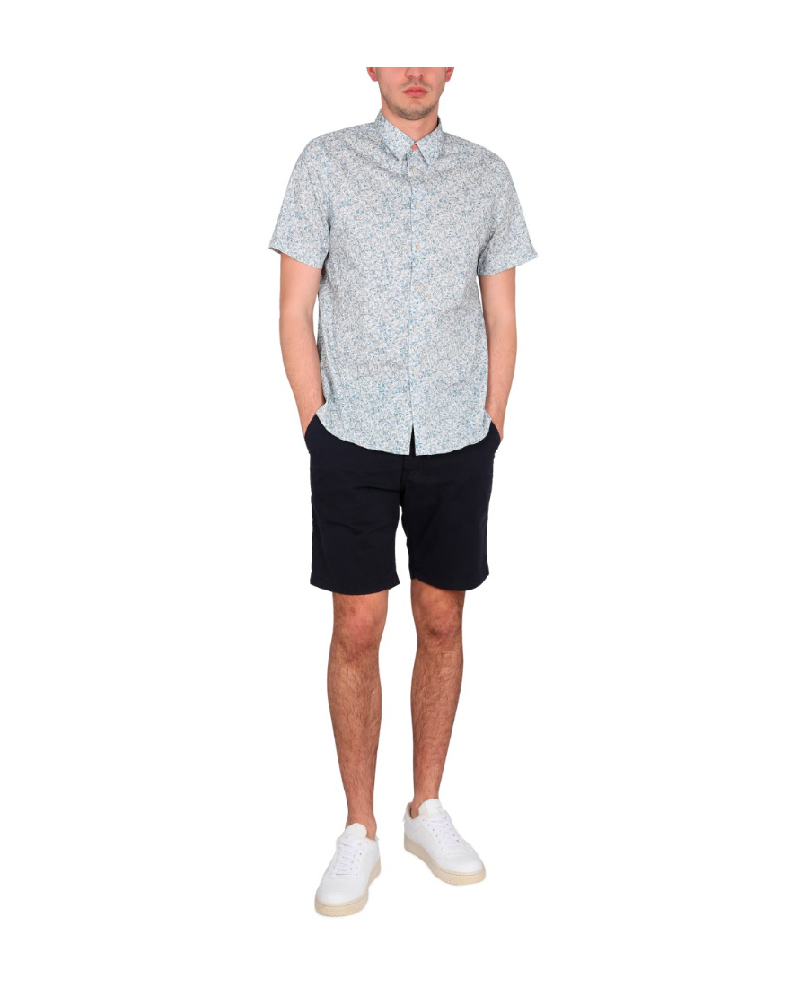 Ps By Paul Smith Graphic-print Stretch-cotton Shirt In White