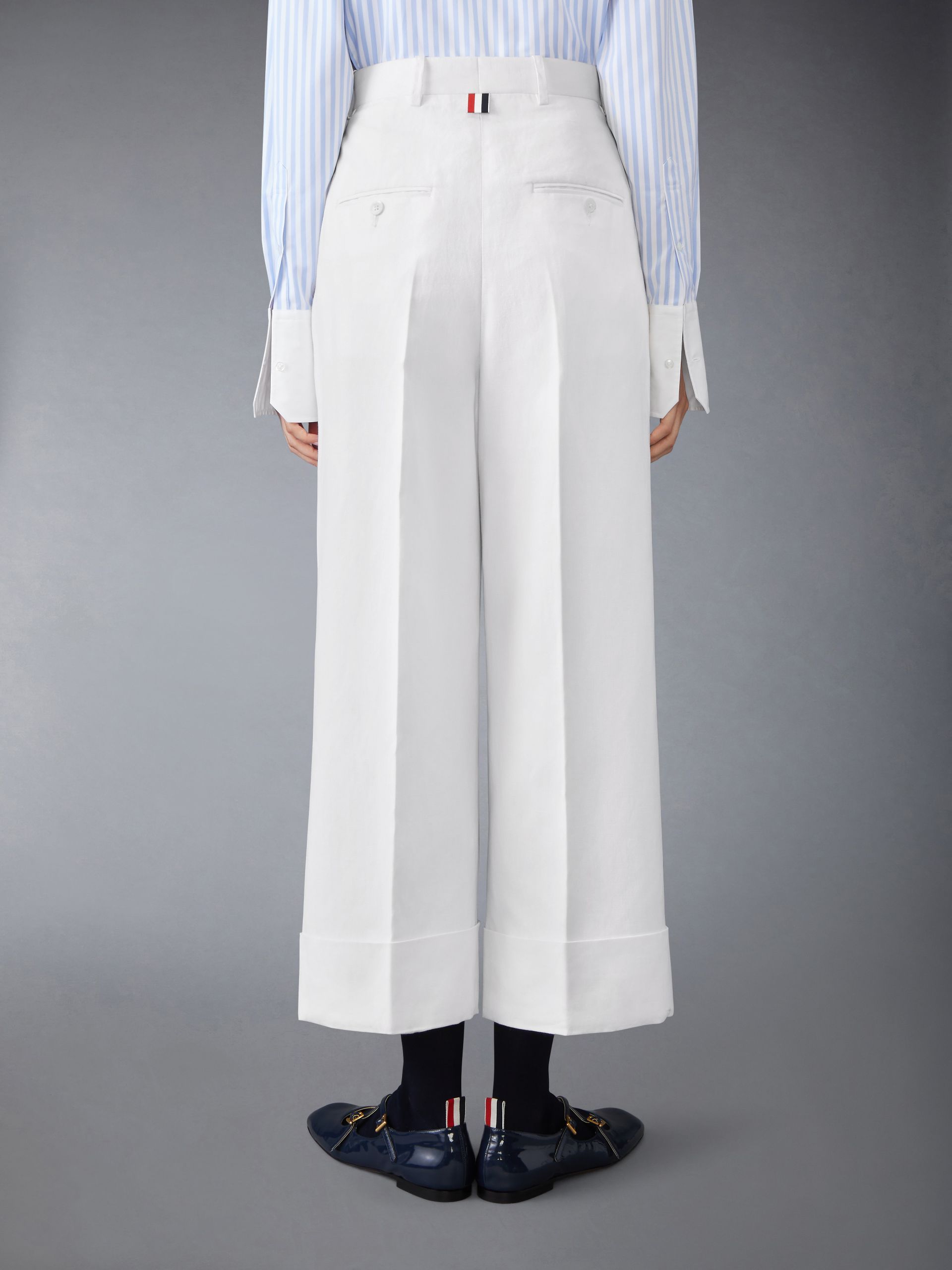 Thom Browne High-waisted Wide-leg Trousers In White