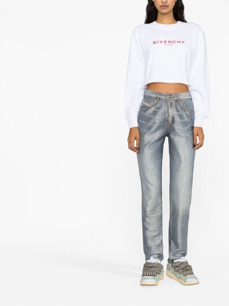 Givenchy Logo-embroidered Cropped Sweatshirt In White