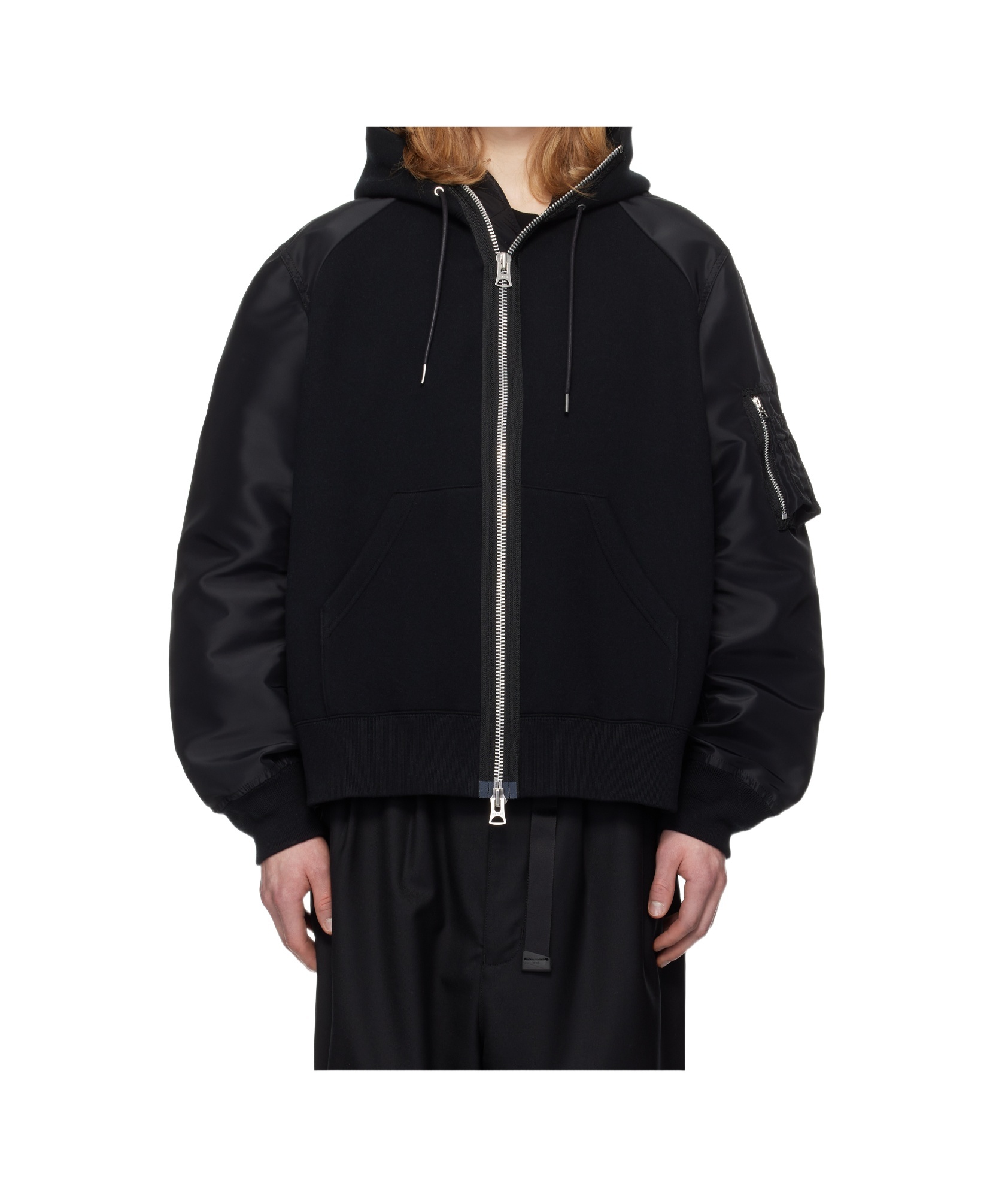 Sacai Zippered Sweatshirt In Black