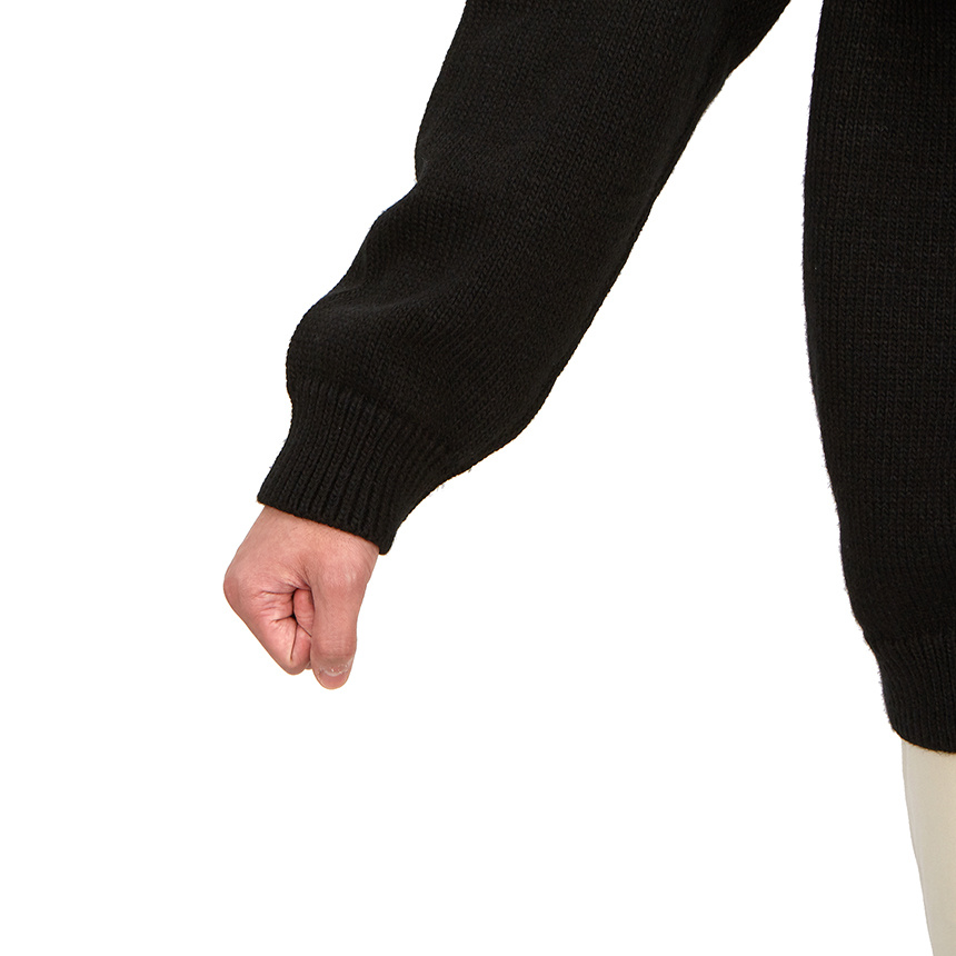 Family First V-neck Long-sleeved Sweater In Black