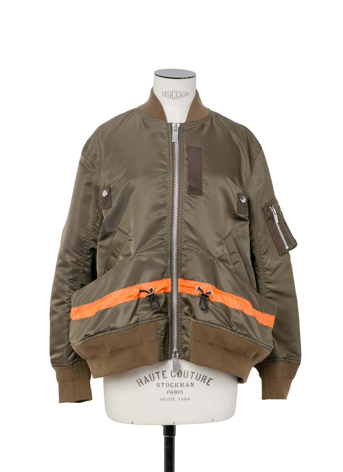 Sacai Stripe-detail Zip-up Bomber Jacket In Multi