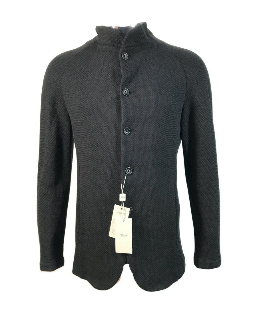 Armani Collezioni Long-sleeved Casual Jacket In Black