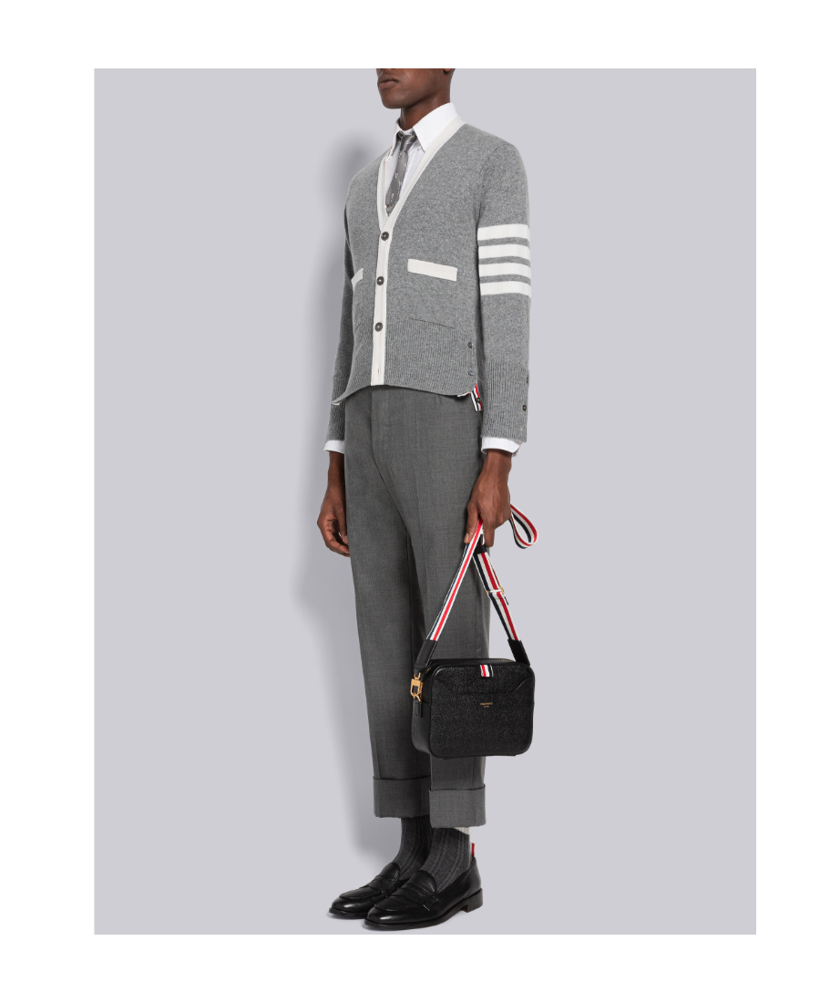 Thom Browne 4 Bar-patch Leather Camera Bag In Black