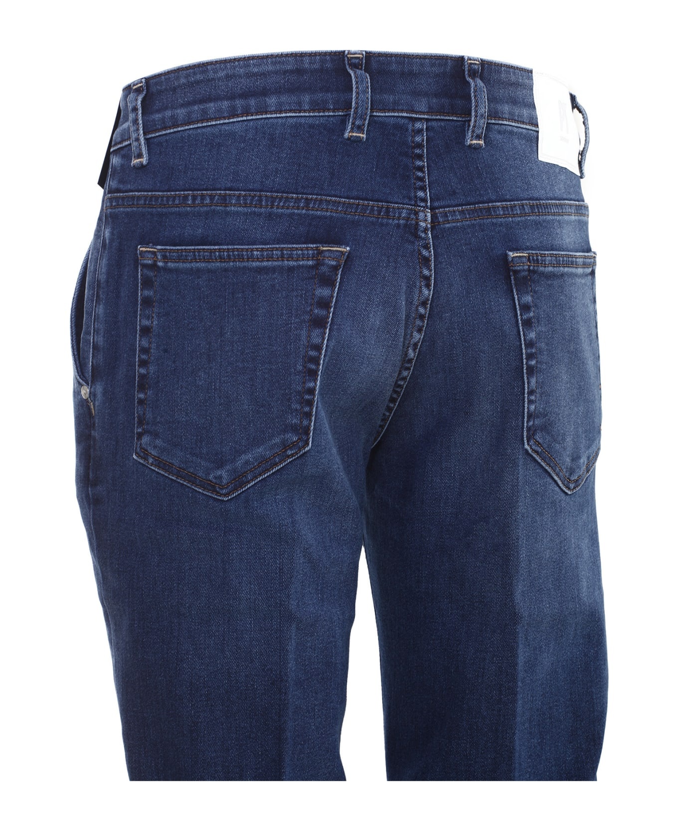 Pt01 Denim Trousers With Belt Loops In Blue