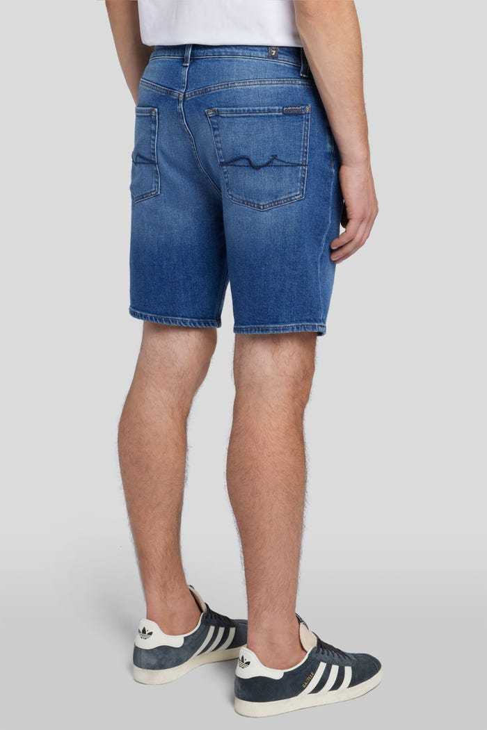 7 For All Mankind Belt Ring Denim Shorts In Blue