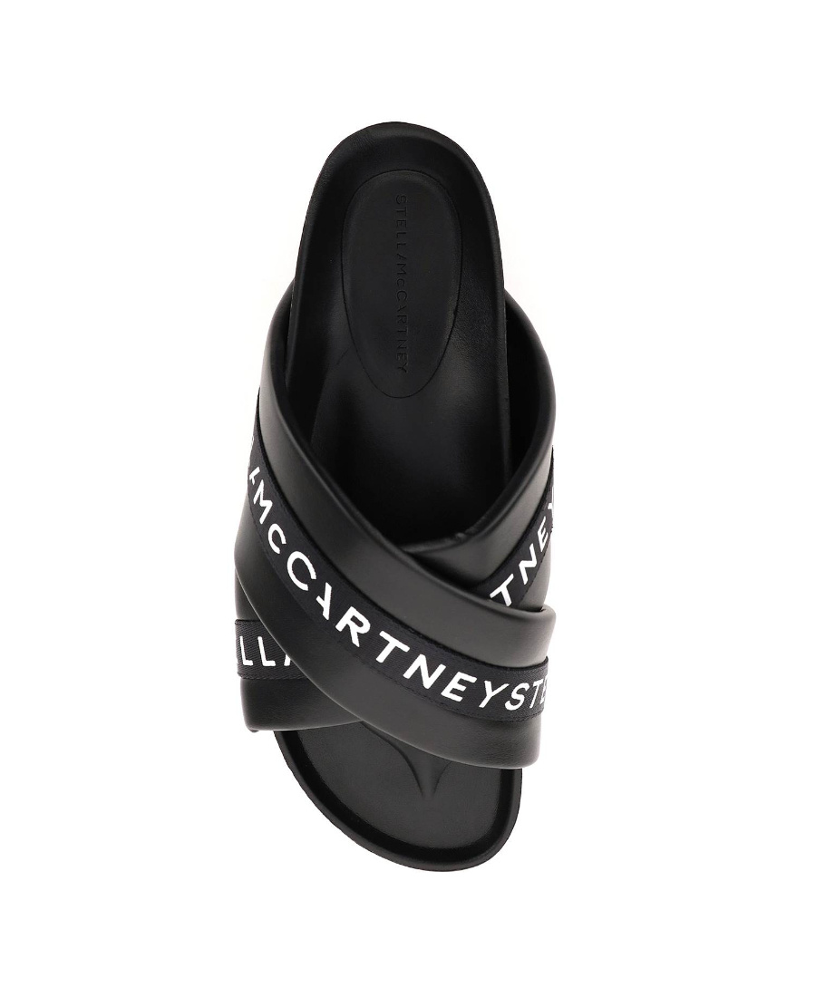 Stella Mccartney Vesta Eco Alt Logo Crisscross Sandals In Black