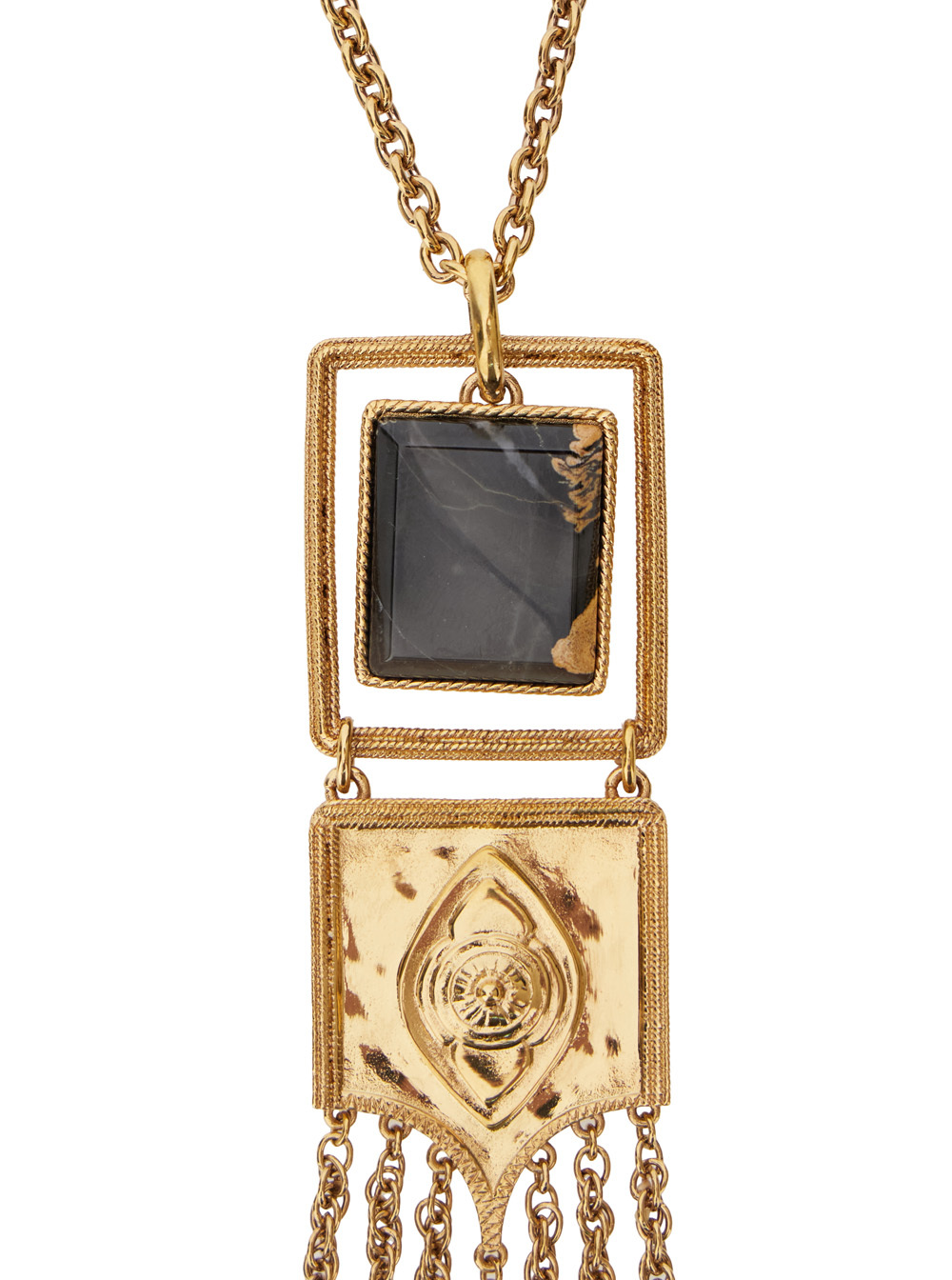 Chloé Metallic Necklace With Claw Clasp Rear Closure And Pendant With Logo Plaque In Brass Woman