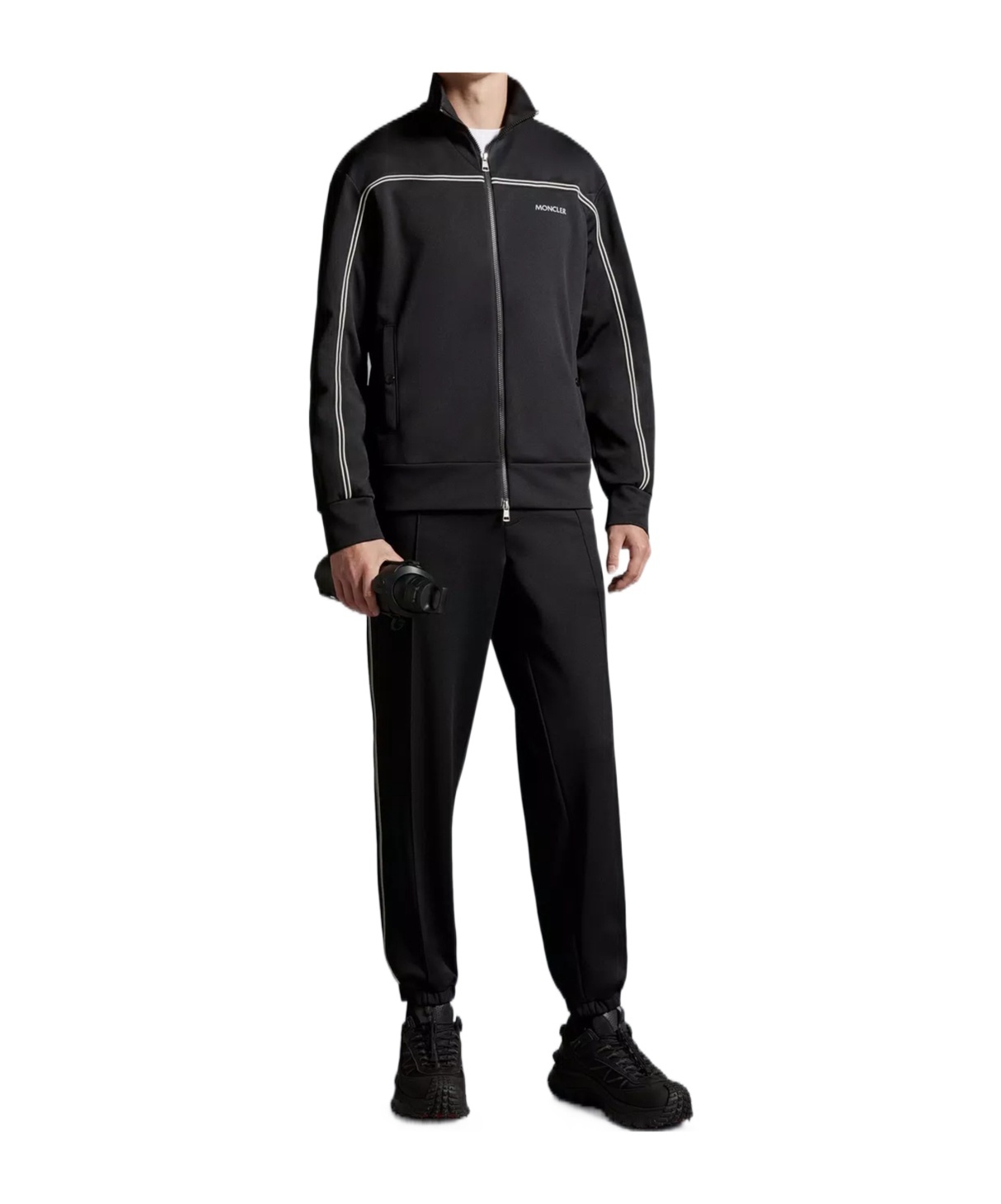 Moncler Side-stripe Track Pants In Black