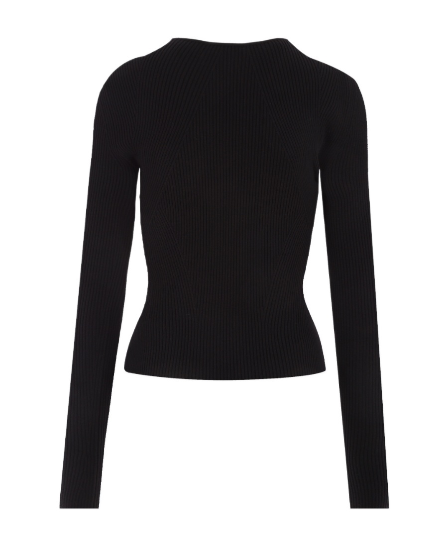 Alexander Mcqueen Cutout Ribbed Wool-blend Sweater In Black
