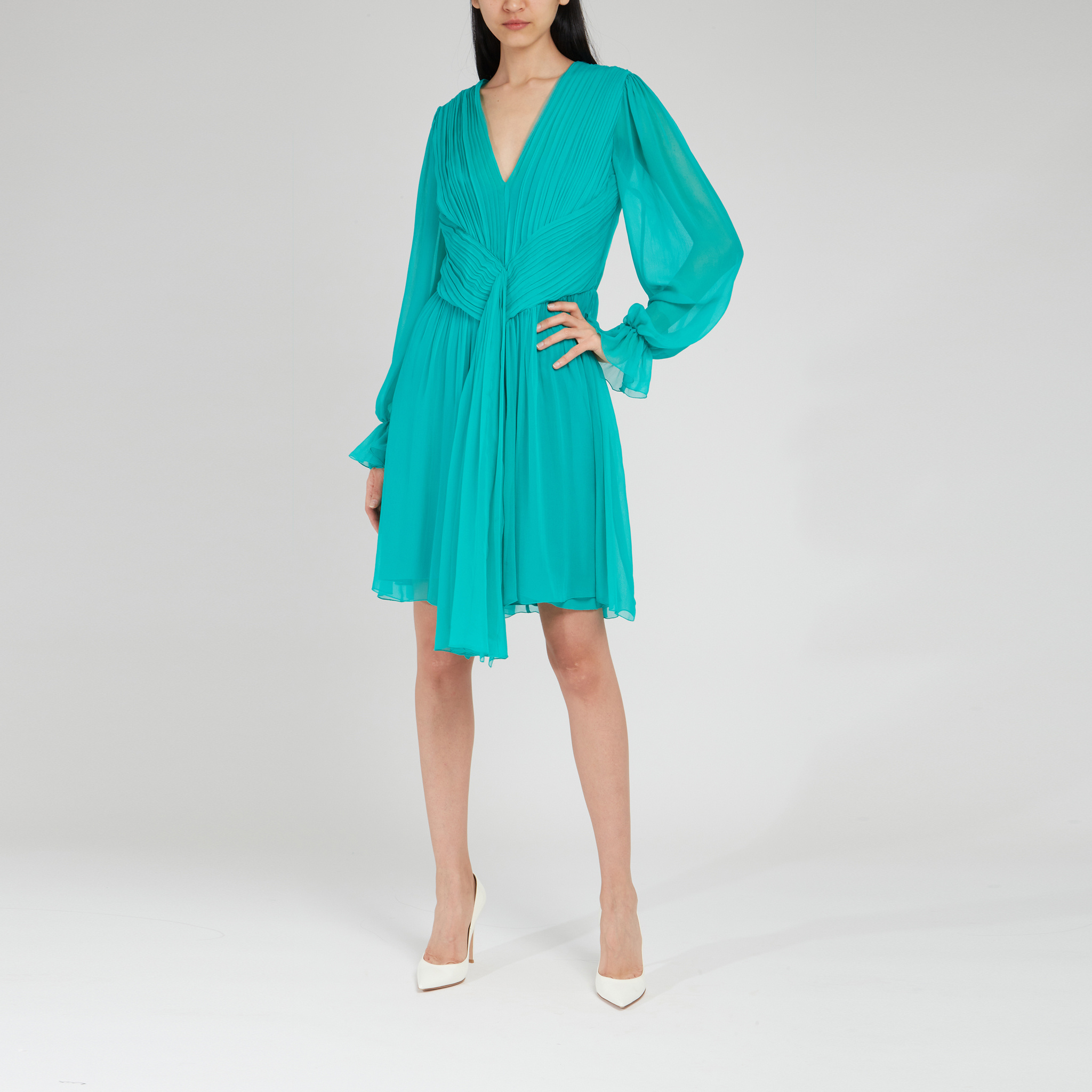 Alberta Ferretti Long Sleeved Dress In Green