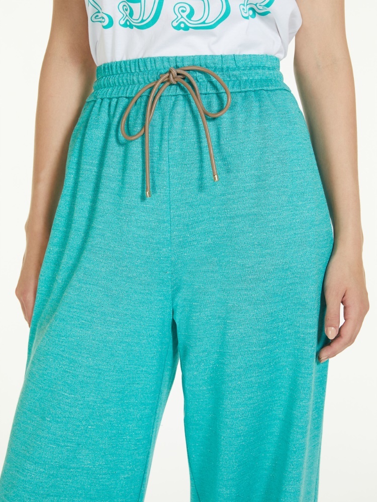 Max Mara Flared Drawstring-waist Trousers In Green