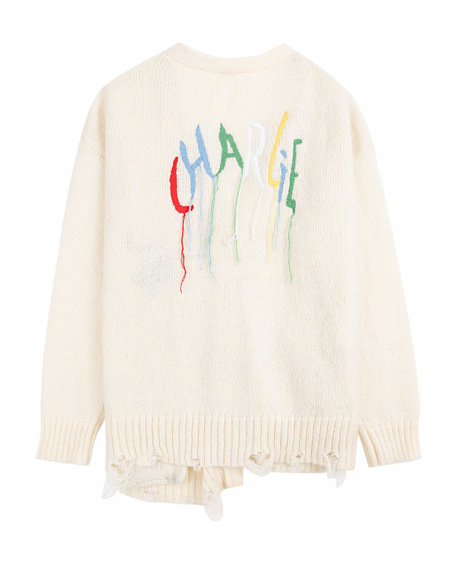 Charlie Luciano Imitation Of Old Logo Knitted Cardigan In Neutral