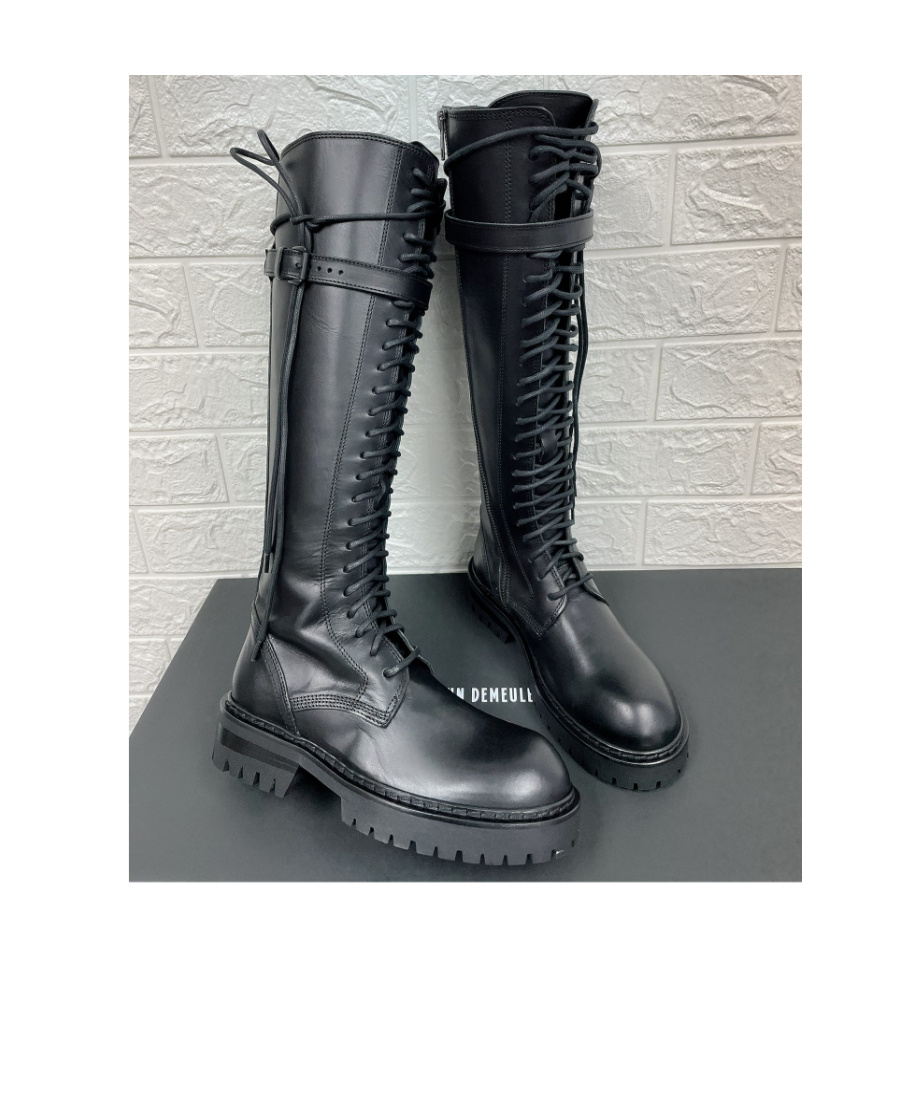 Ann Demeulemeester Lace Up High Boots In Black