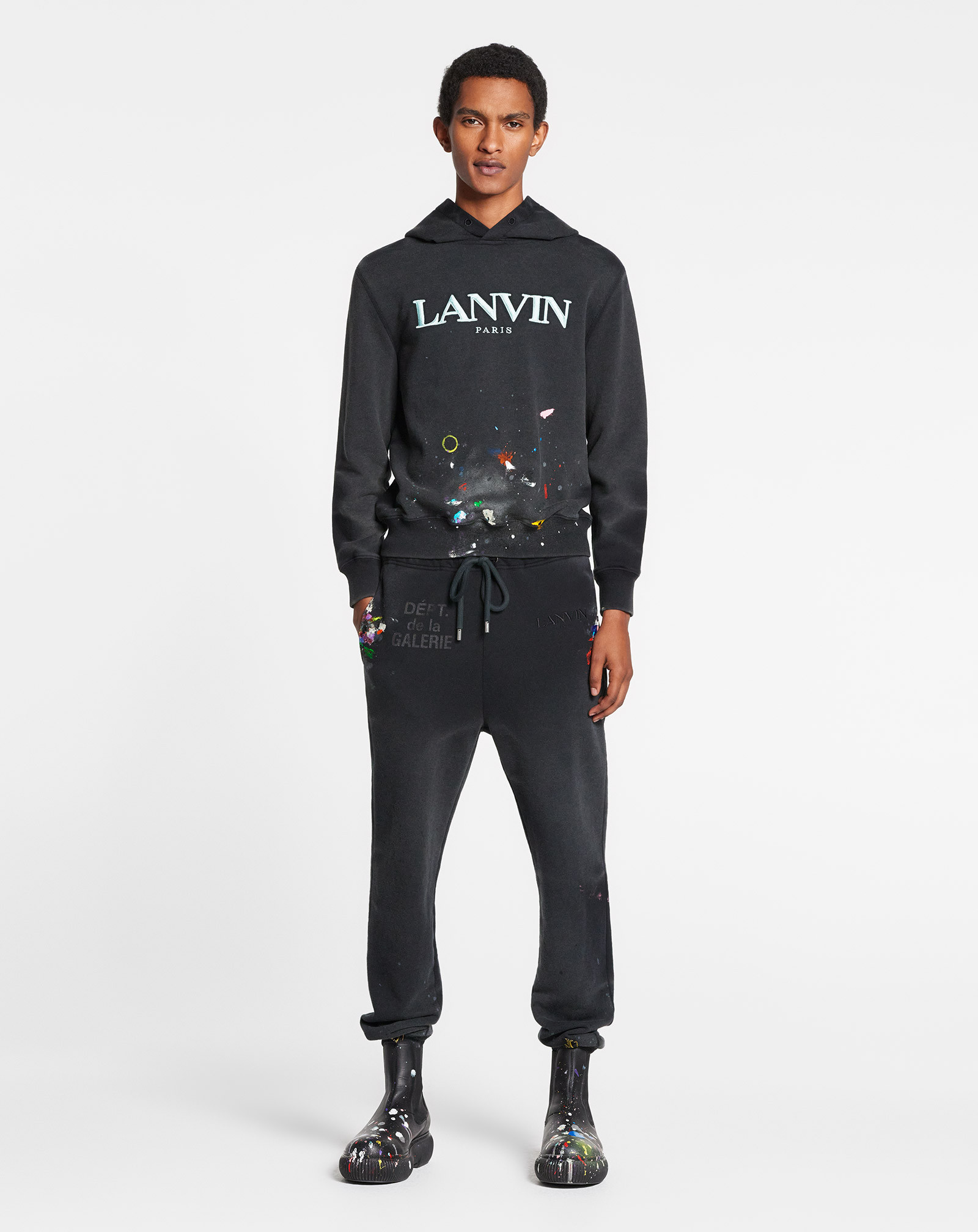 Lanvin Logo-print Pullover Hoodie In Black