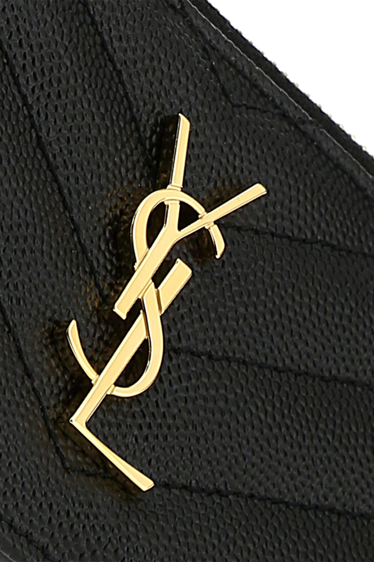 Saint Laurent Fragments Monogram Zip Cardholder In Black