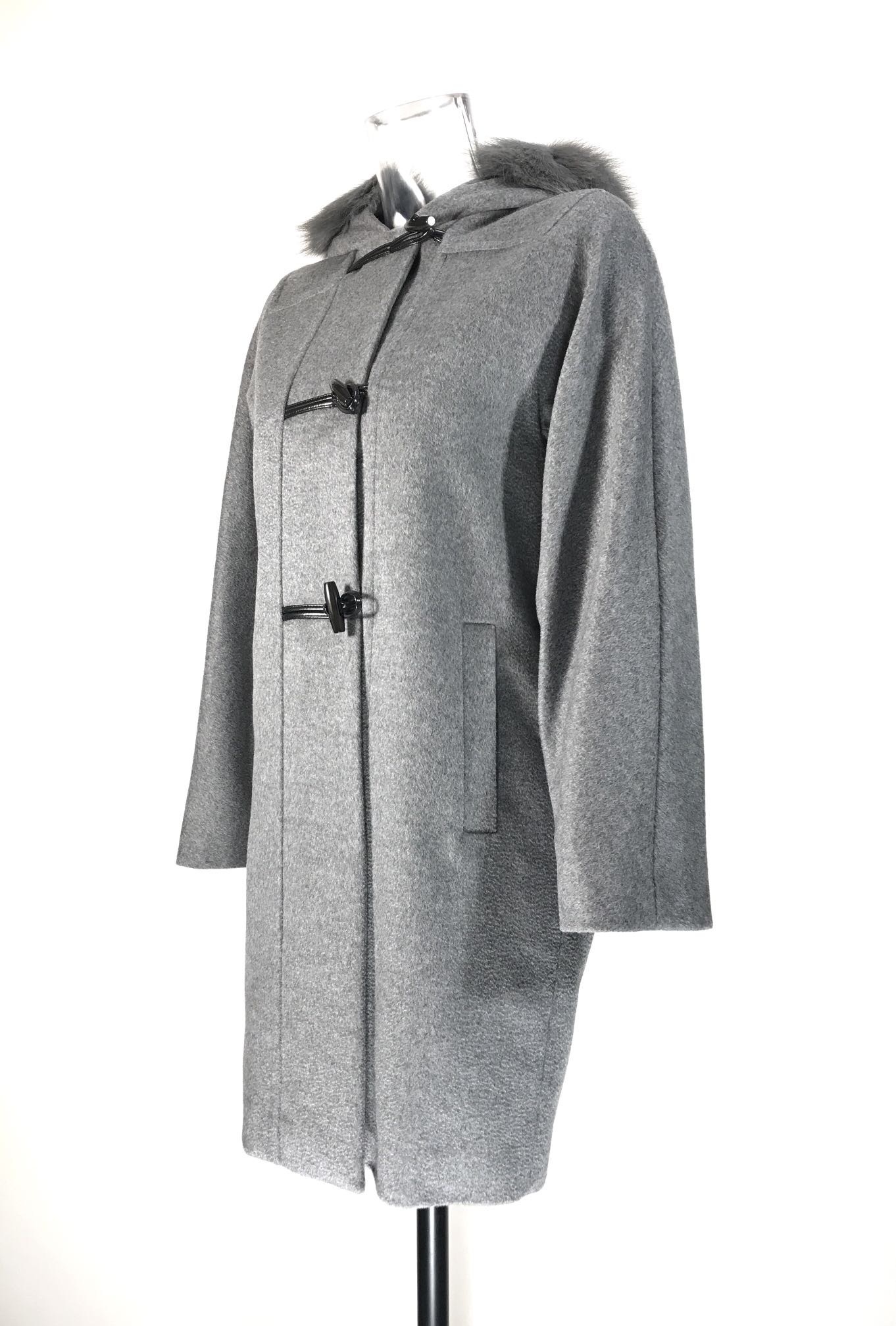 Max Mara Hooded Overcoat In Gray
