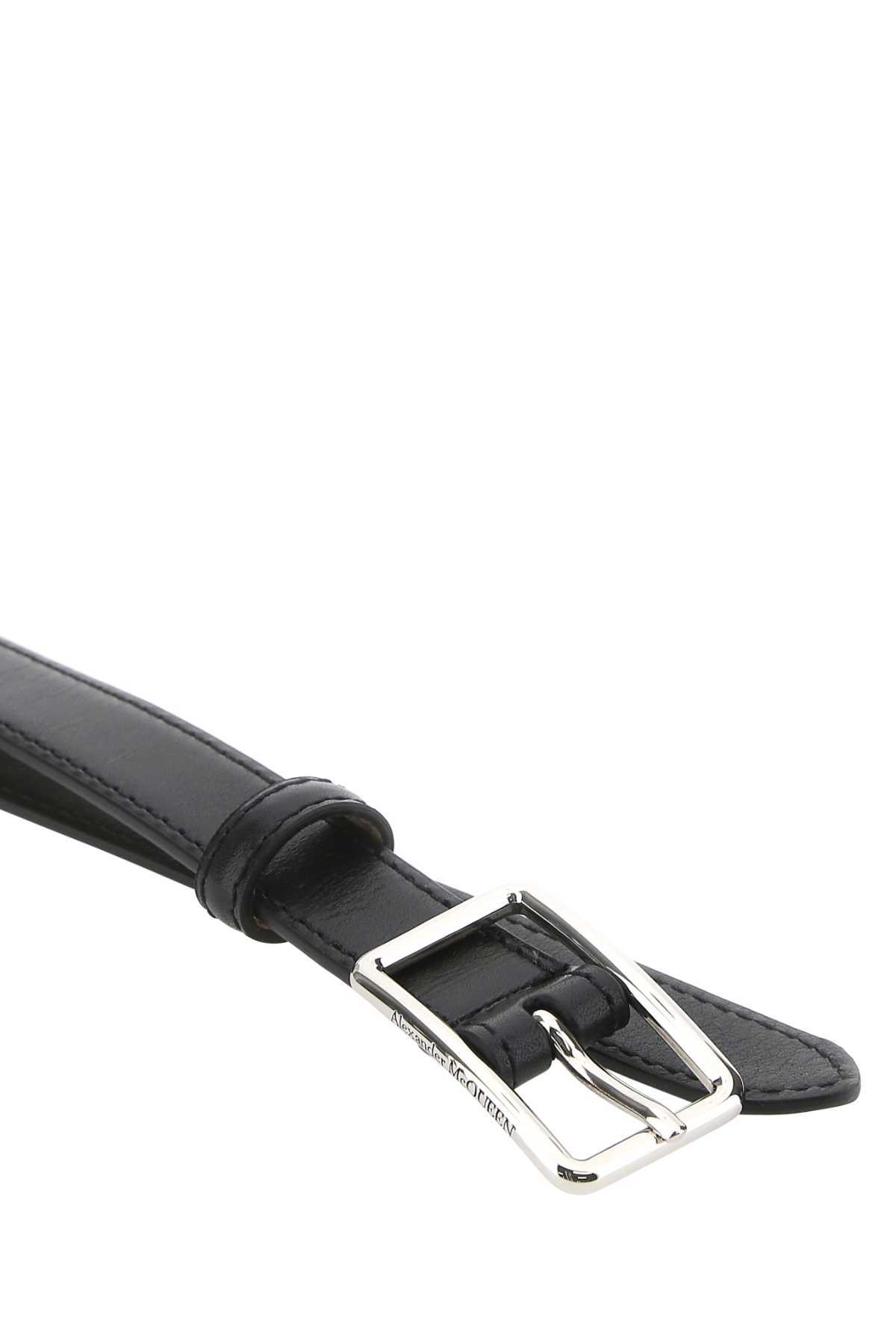 Alexander Mcqueen Leather Buckle Belt In Black