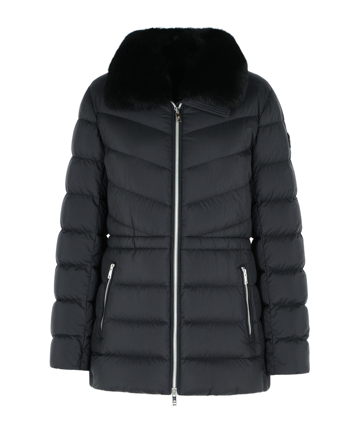 Moose Knuckles Belle Cote Genuine Shearling Collar Water Repellent 800 Fill Power Down Puffer Jacket In Black