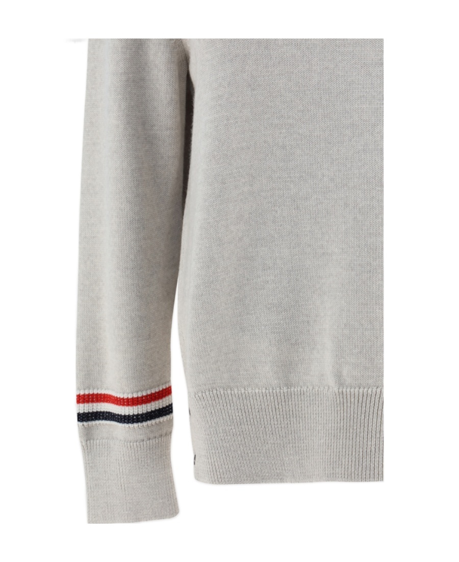 Thom Browne Turtleneck Sweatear With Tricolor Intarsia In Gray