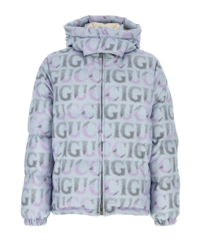 Gucci Printed Polyester Down Jacket In Blue