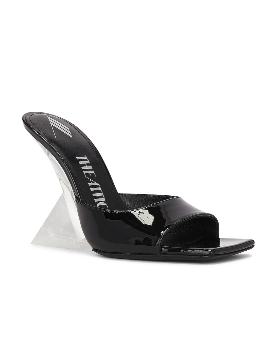 Attico Cheope Glossy Wedge Square-toe Mules In White