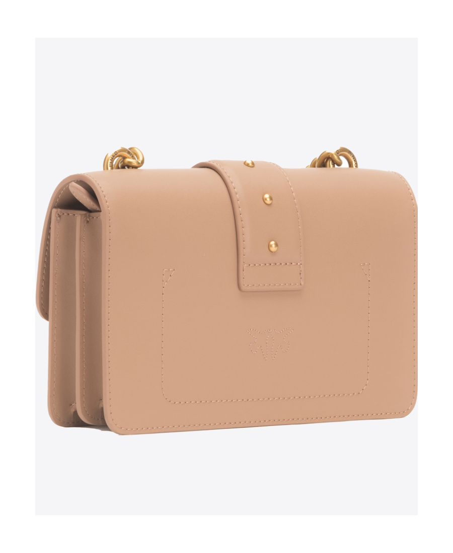 Shop Pinko Love One Logo Plaque Mini Crossbody Bag In Nude