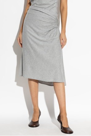 Dries Van Noten Draped Midi Skirt Side Detail In Gray