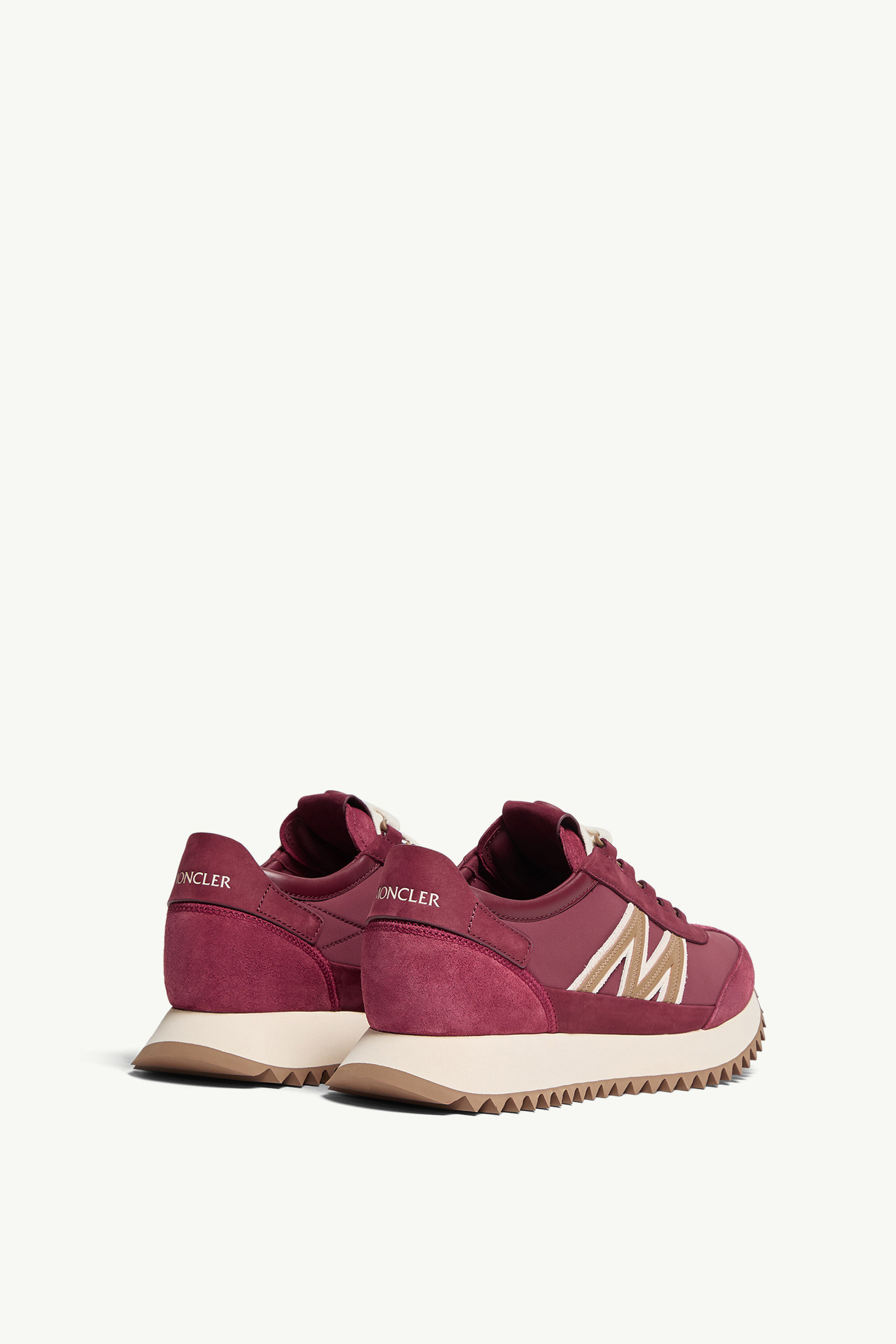 Moncler Pacey2 Suede And Nubuck Low-top Sneakers In Burgundy