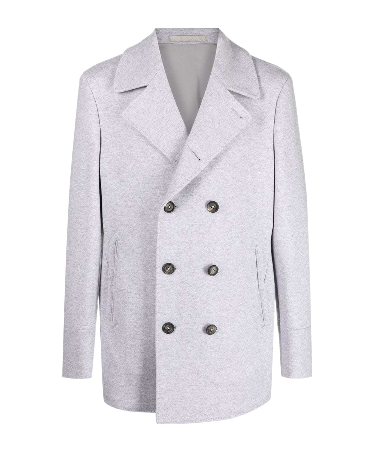 Eleventy Double-breasted Wool-cashmere Coat In White