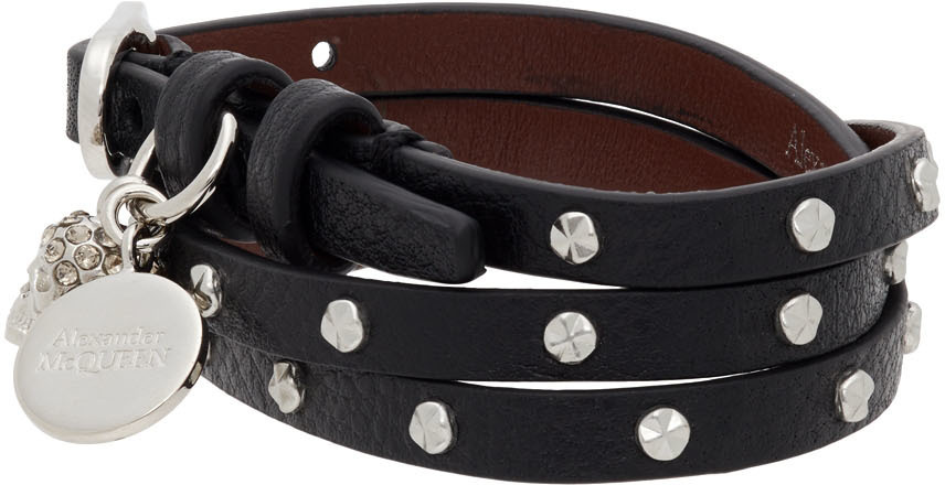 Alexander Mcqueen Wraparound Studded Bracelet In Black