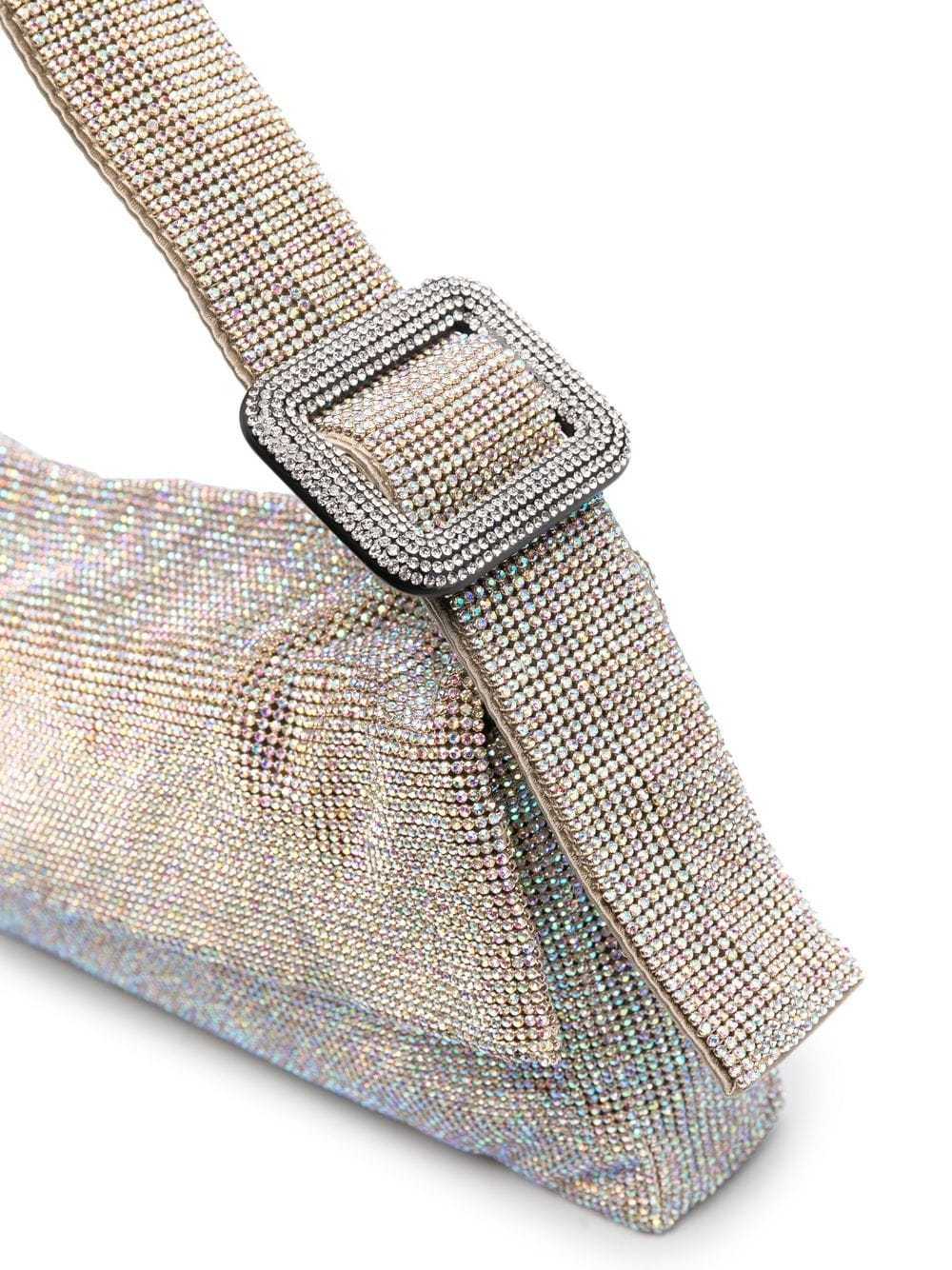 Benedetta Bruzziches Vitty La Mignon' Silver Shoulder Bag With Gem Embellishment In Rhinestone Mesh In Gray