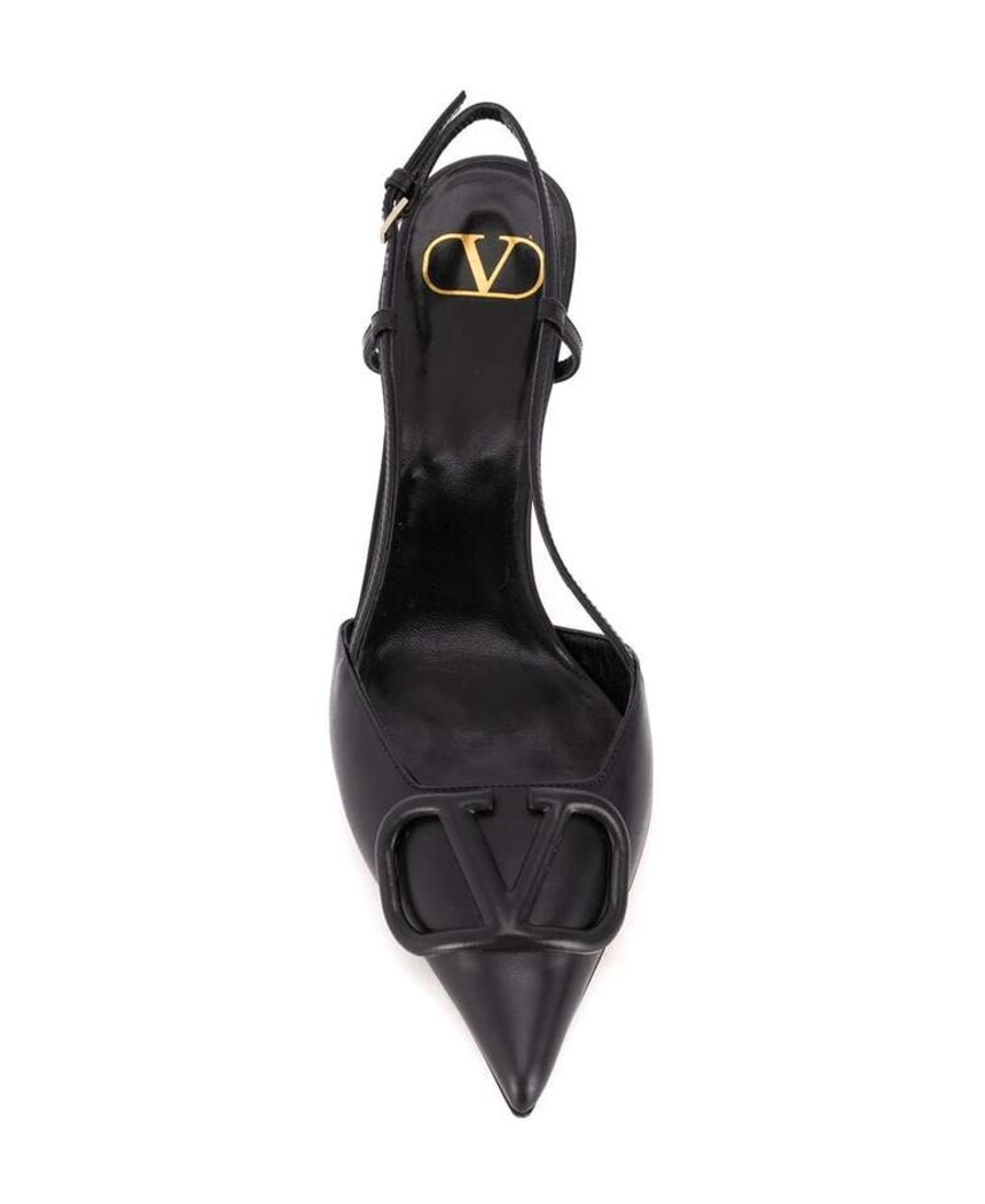 Valentino Garavani Vlogo Signature Satin Slingback Pumps 80mm Woman Black 40.5 In Black