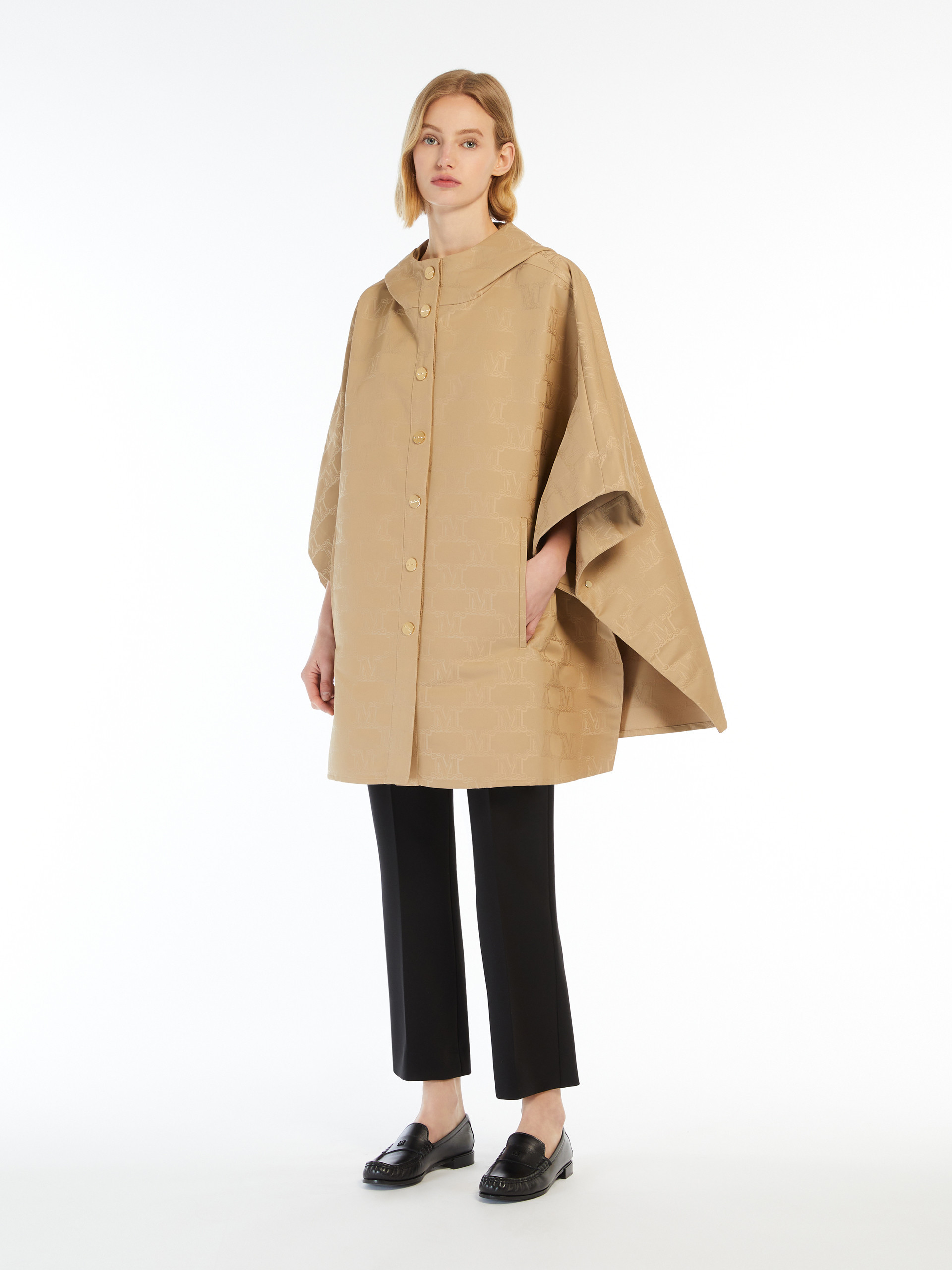 Max Mara Waterproof Jacquard Cloak In Nude