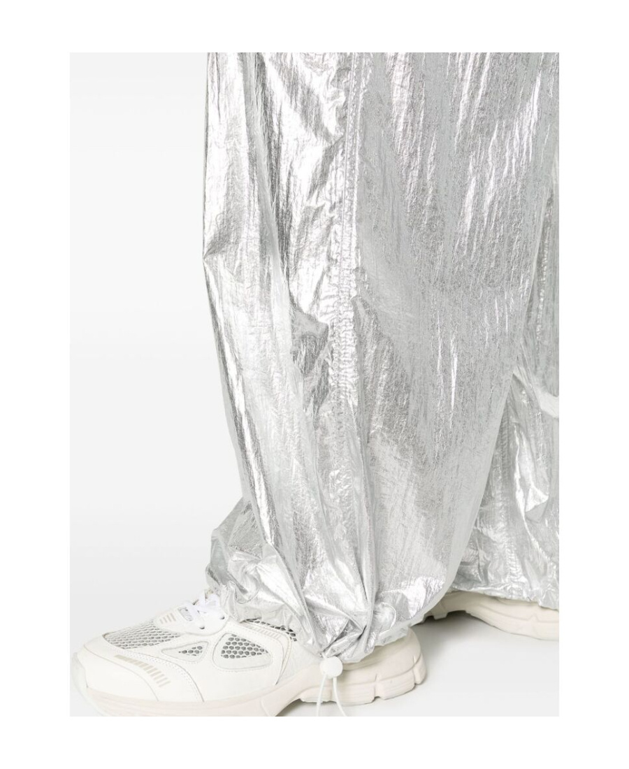 Mm6 Maison Margiela Drawstring-fastening Metallic Trousers In Gray