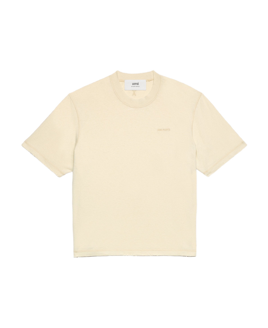 Ami Alexandre Mattiussi Ami Paris Raglan Sleeve Embroidered T Shirt In Nude