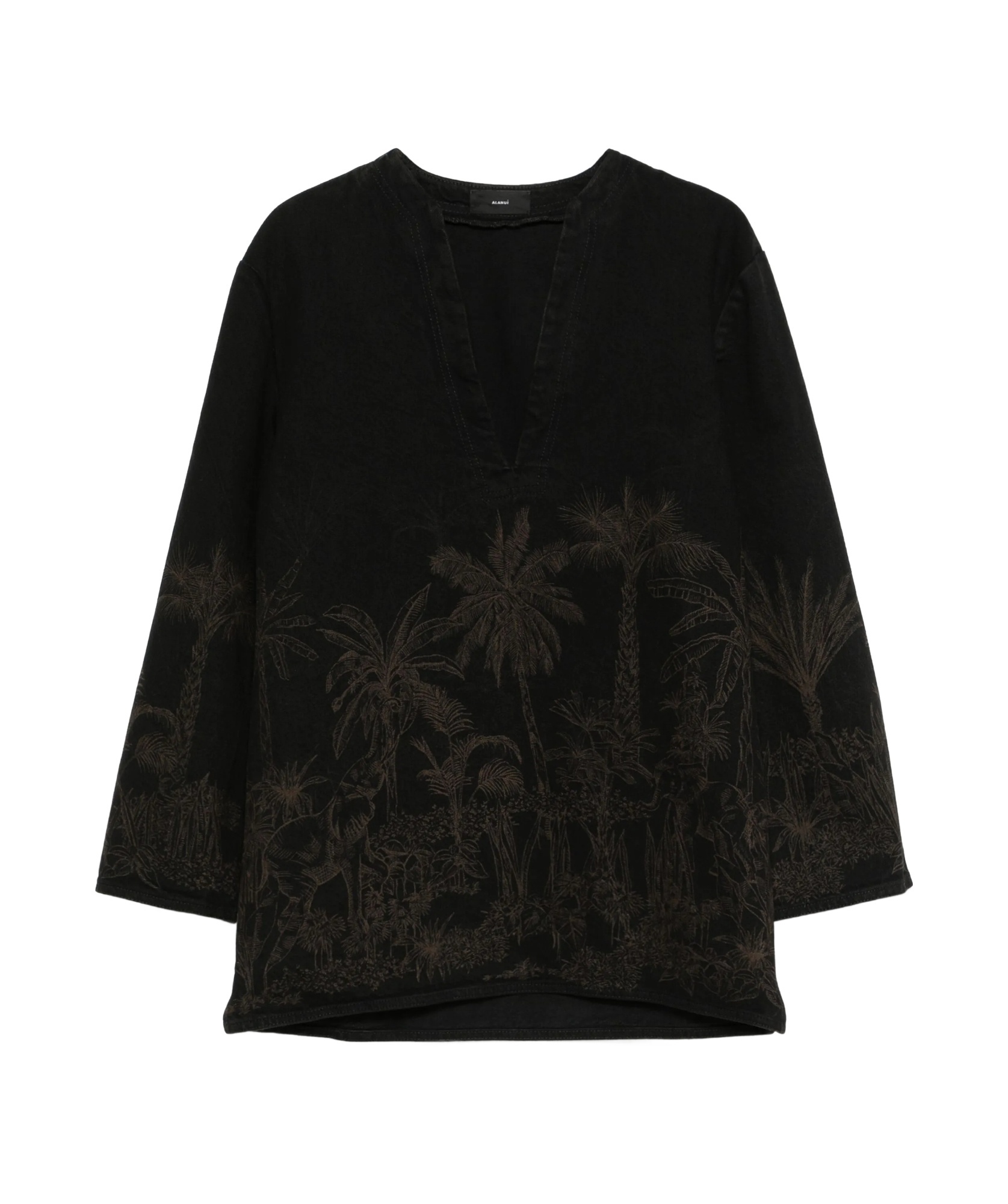Alanui Jungle Toile De Jouy Cotton Top In Black
