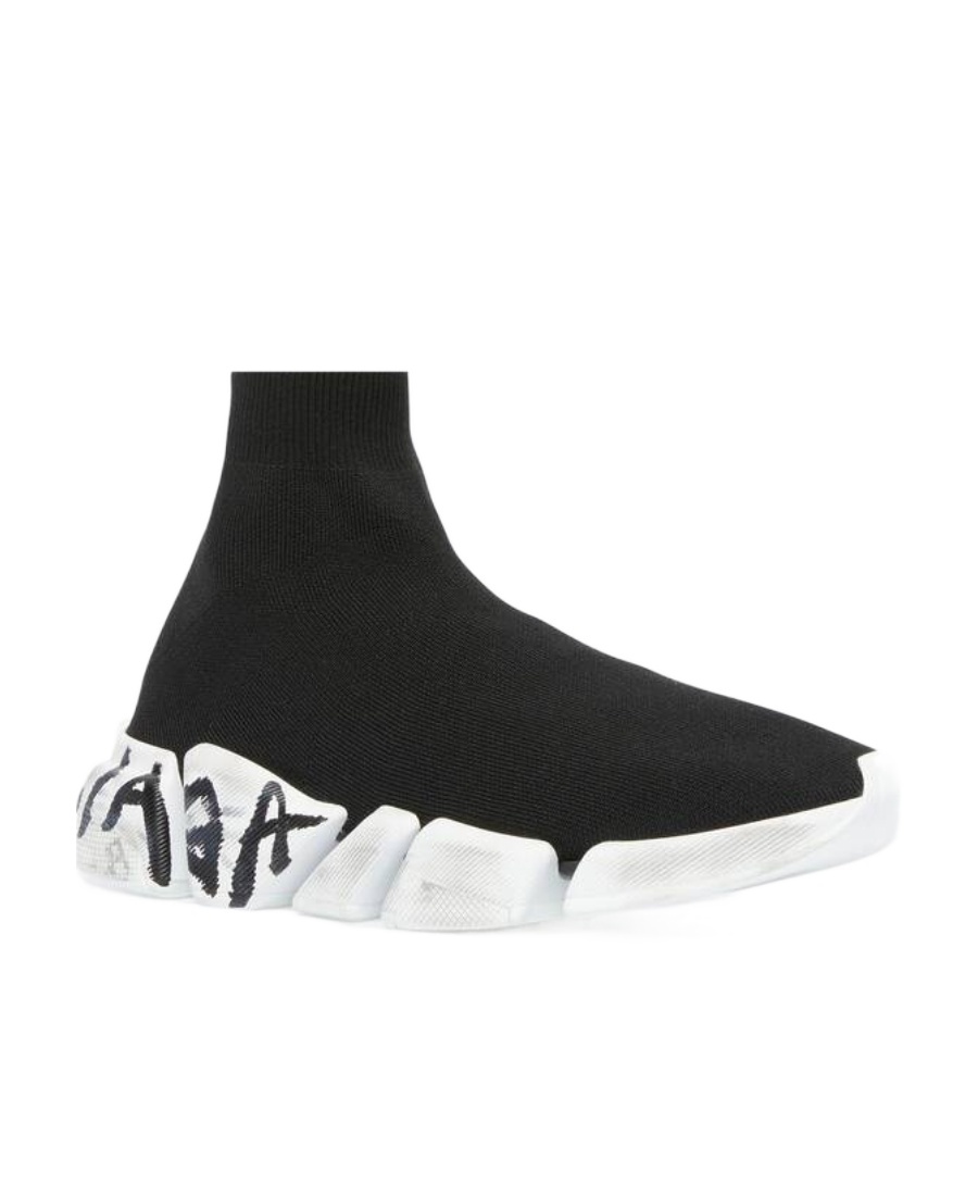 Shop Balenciaga Speed 2.0 Graffiti Sneakers In Black