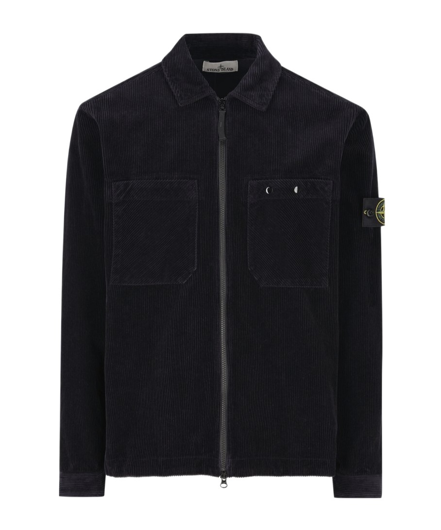 Stone Island Compass-badge Corduroy Jacket In Black