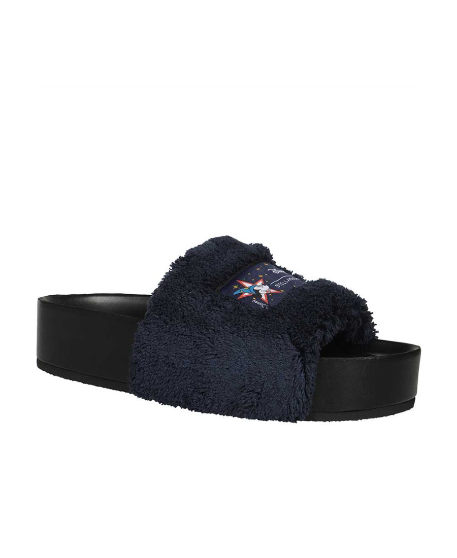 Stella Mccartney Logo Slippers In Black