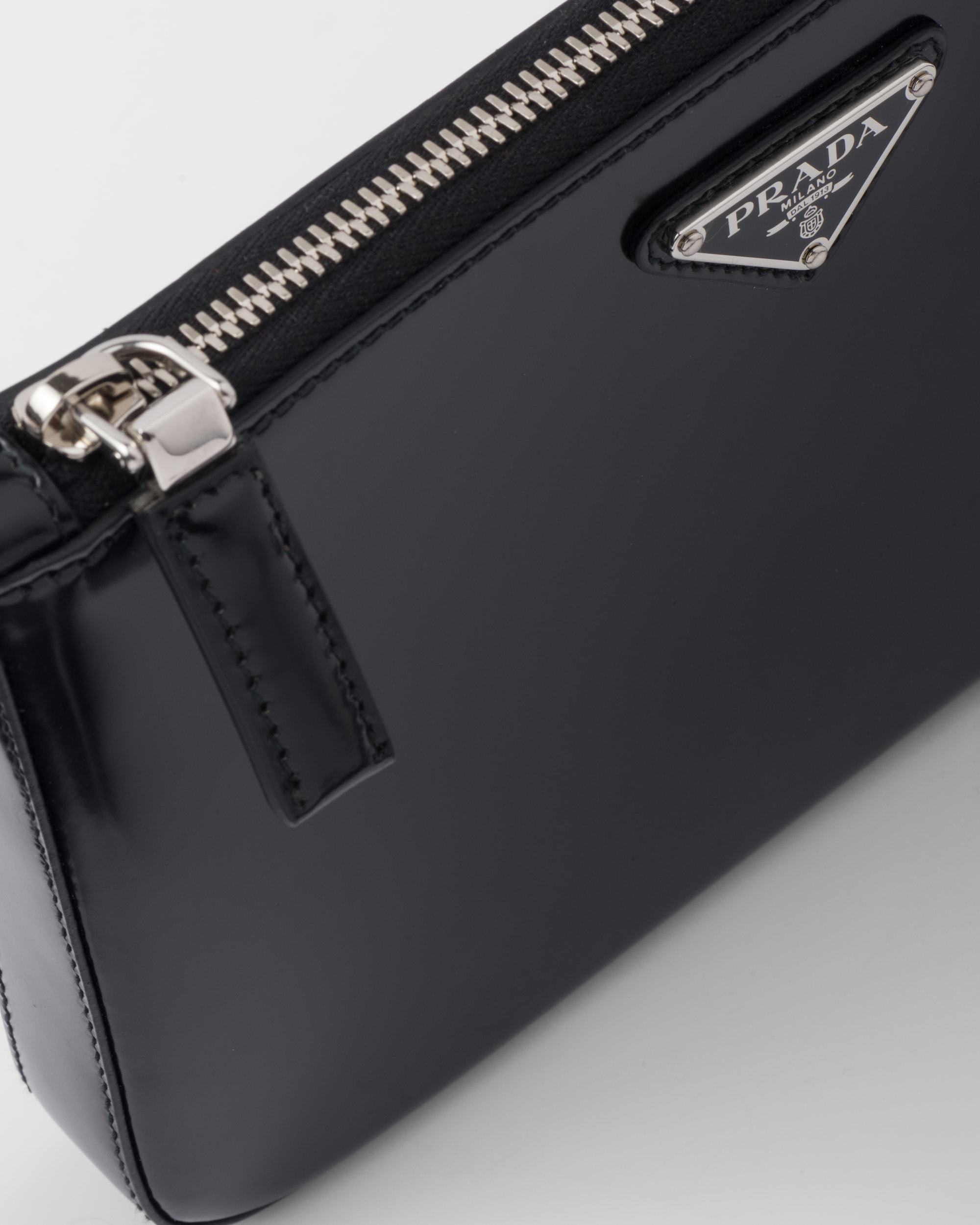Prada Leather Crossbody Bag With Adjustable Shoulder Strap In Black