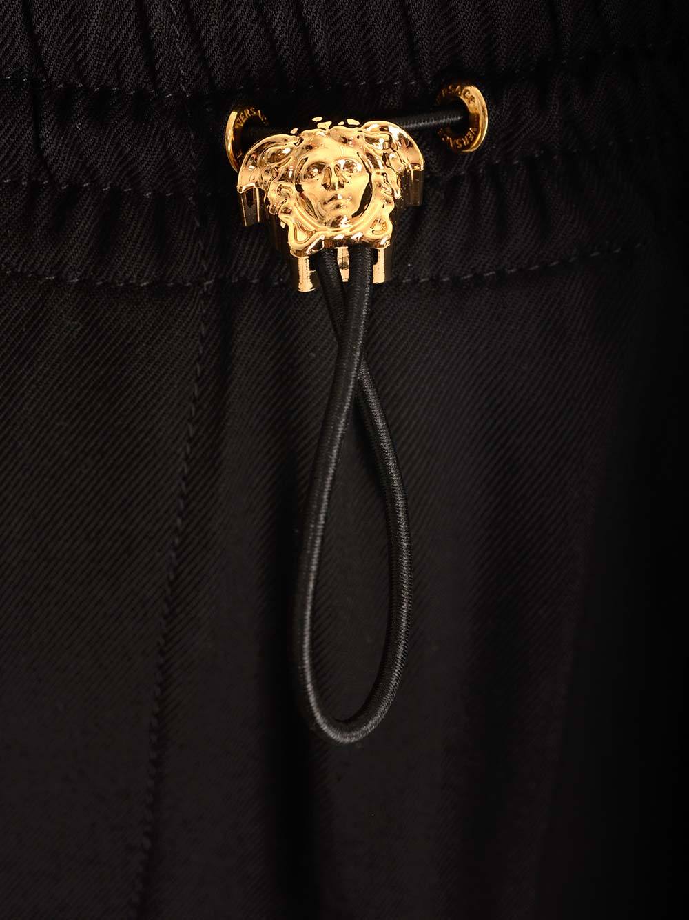 Versace Drawstring-fastening Cotton Track Pants In Black
