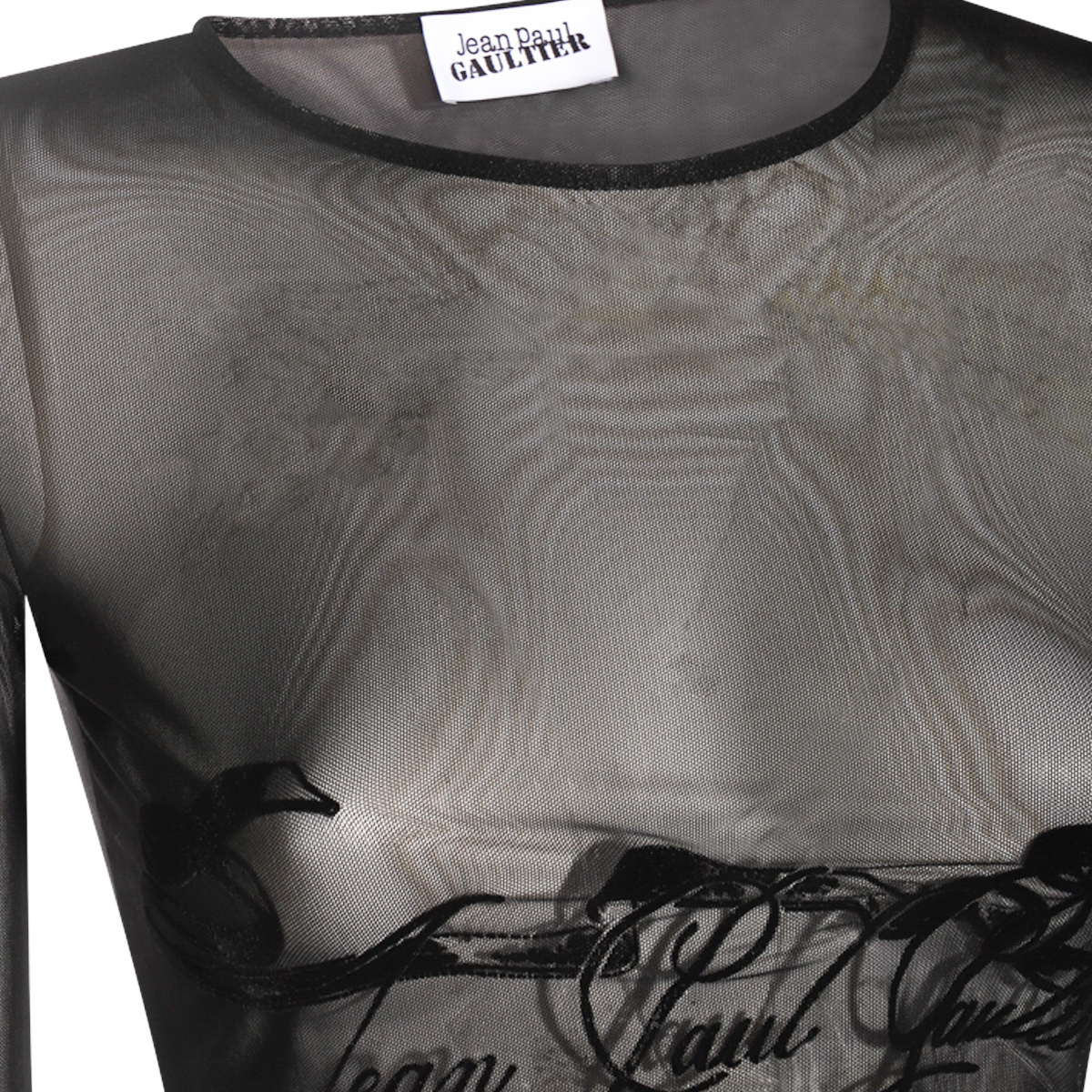 Jean Paul Gaultier The Flocked Tattoo Ruban Top In Black