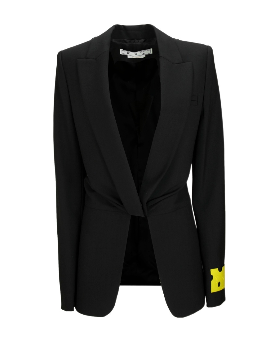 Off-white Twisted Blazer Wool Blend Jacket In Black
