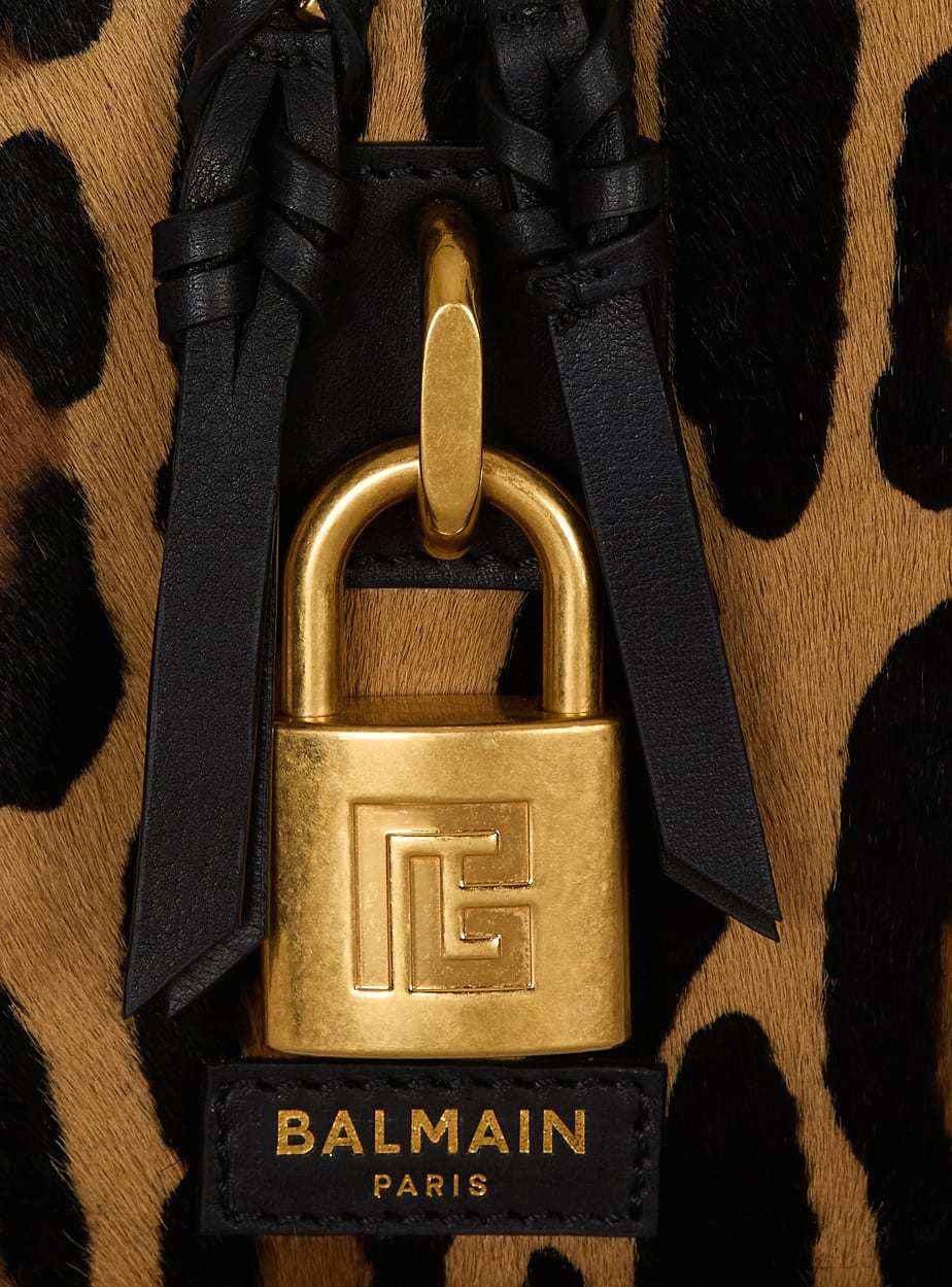 Balmain Pulse Vanity Leopard Print Leather Bag In Brown