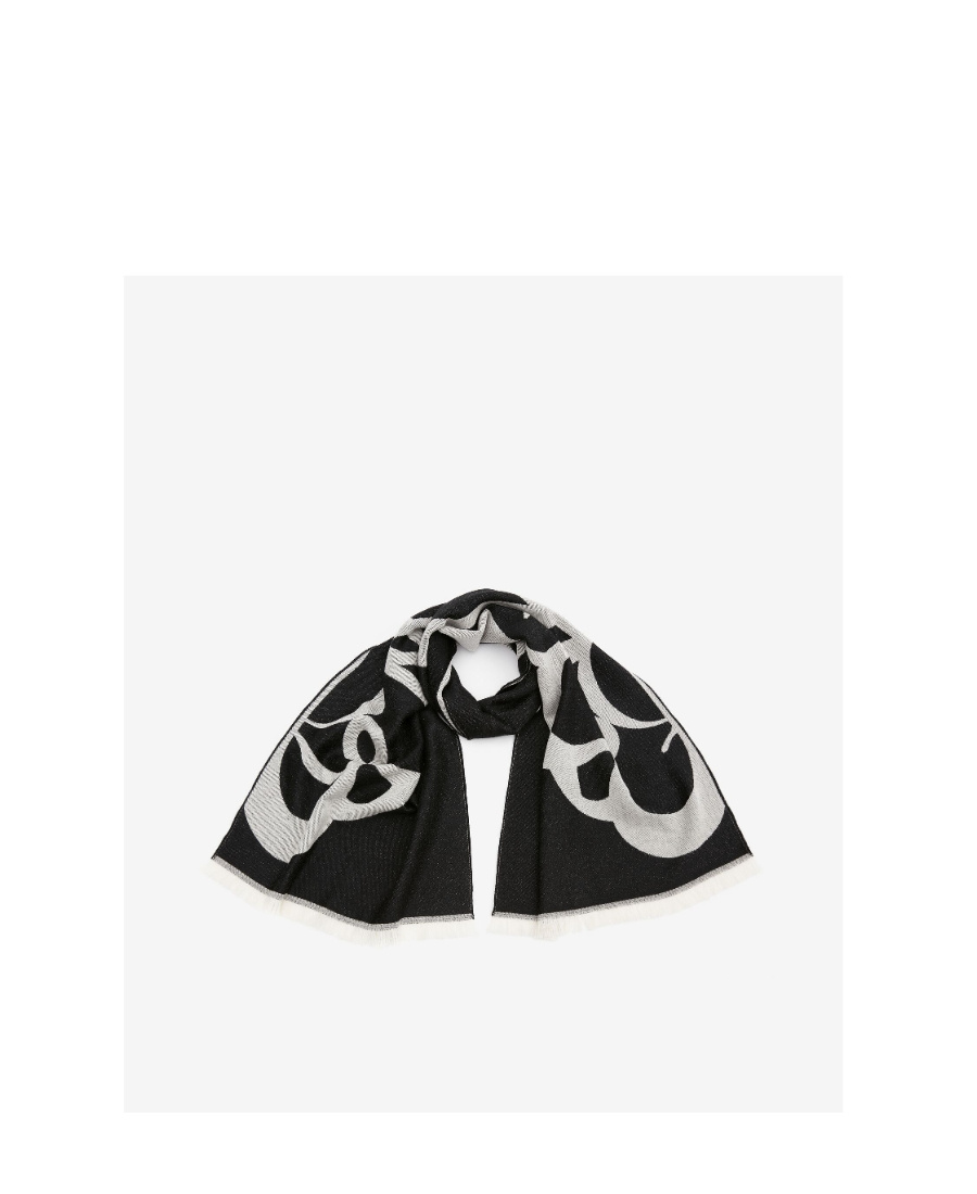 Alexander Mcqueen Monogram Wool Scarf In Black