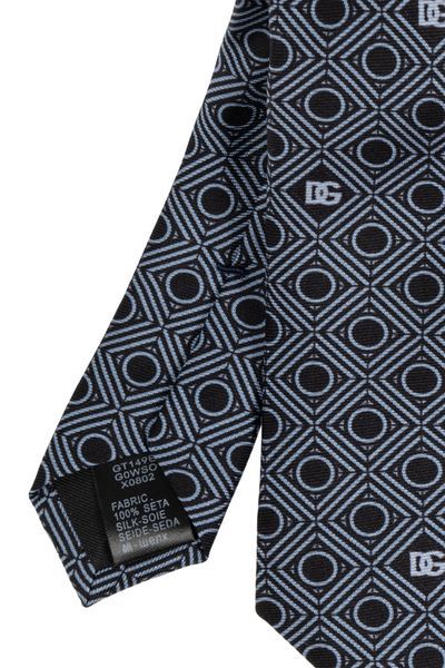 Dolce & Gabbana Geometric-print Silk Tie In Black