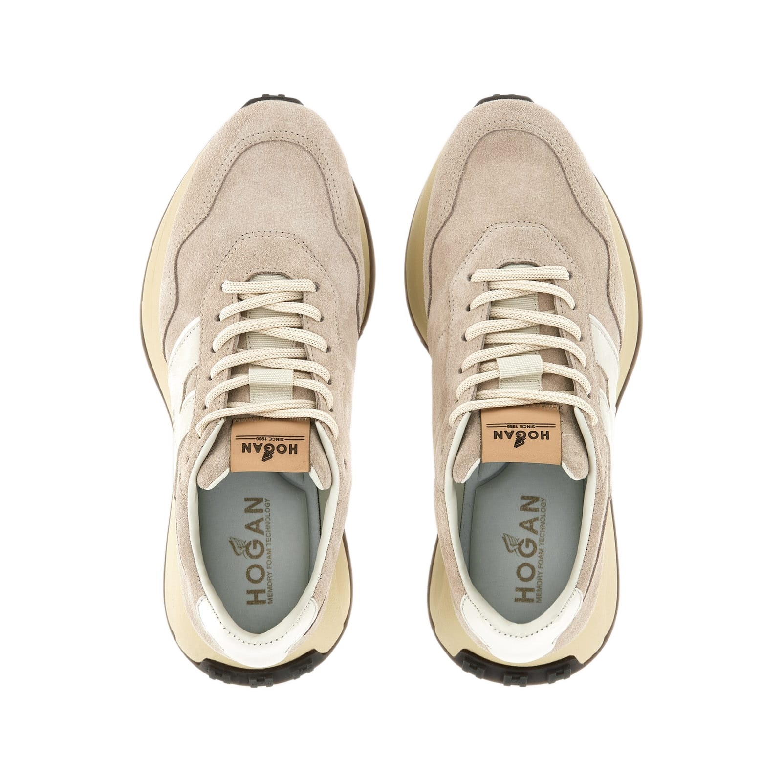 Shop Hogan H641 Suede Low-top Sneakers In Nude