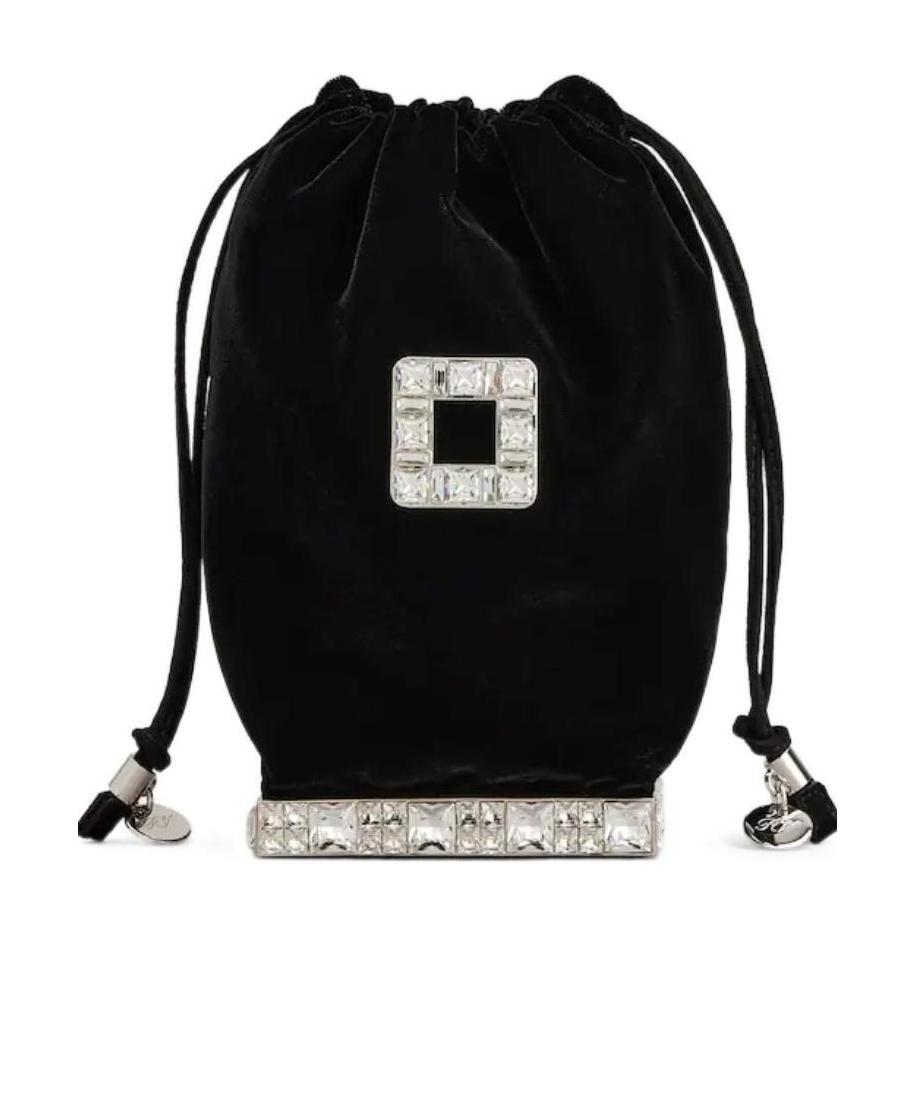 Roger Vivier Embellished Drawstring Mini Bucket Bag In Black
